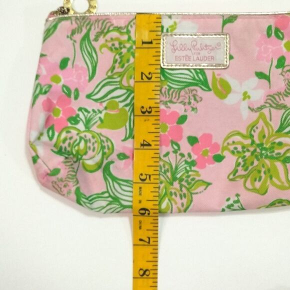 Lilly Pulitzer for Estee Lauder Cosmetic Bag Green Pink Floral Zippered - Picture 5 of 6